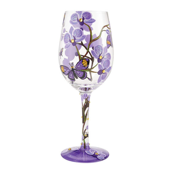 Lolita Butterfly Jubilee Handpainted Wine Glass, 15 oz.