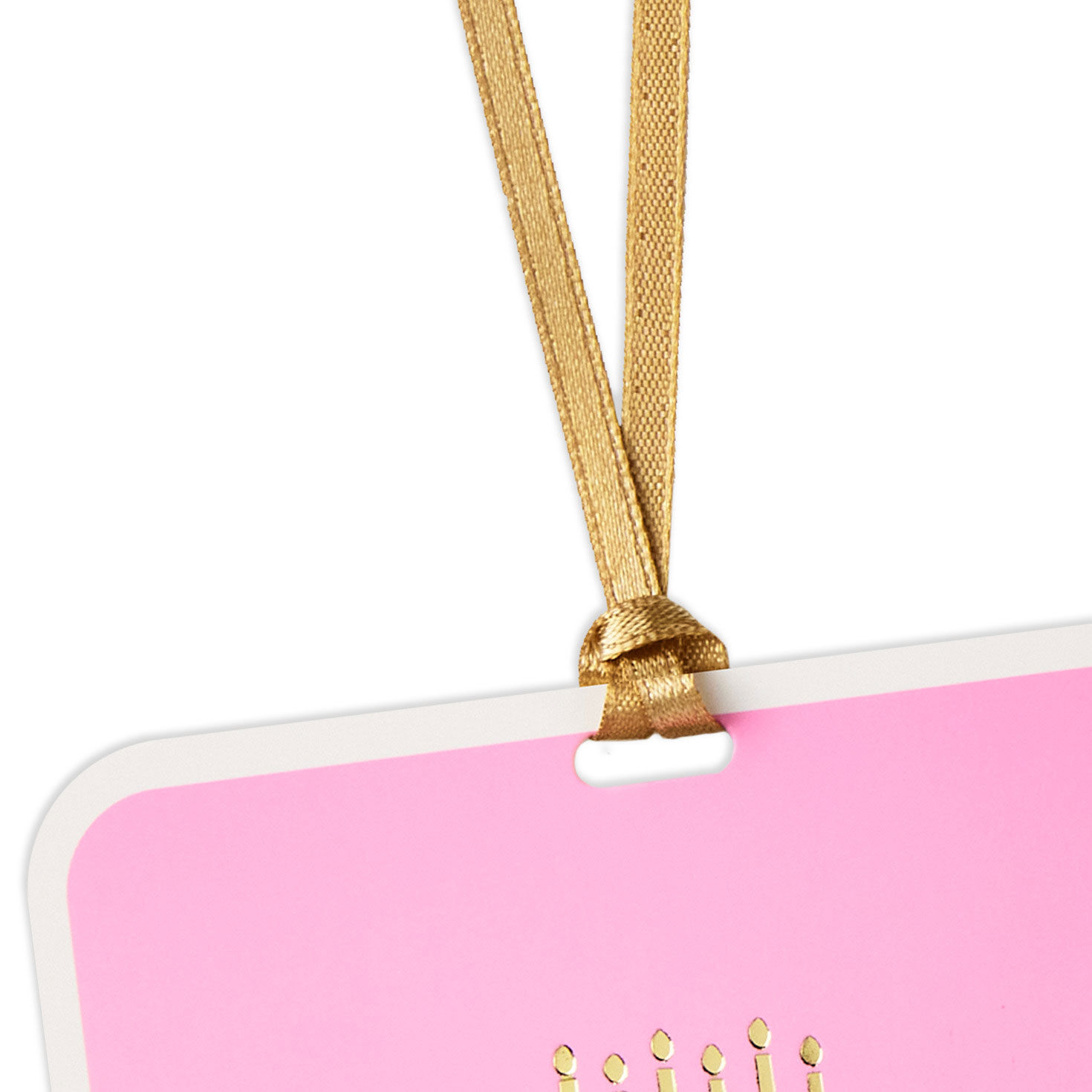 Gold Birthday Cake on Pink Hanging Gift Tag tag detail image number 4