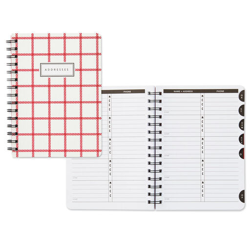 White and Red Plaid Address Book, 