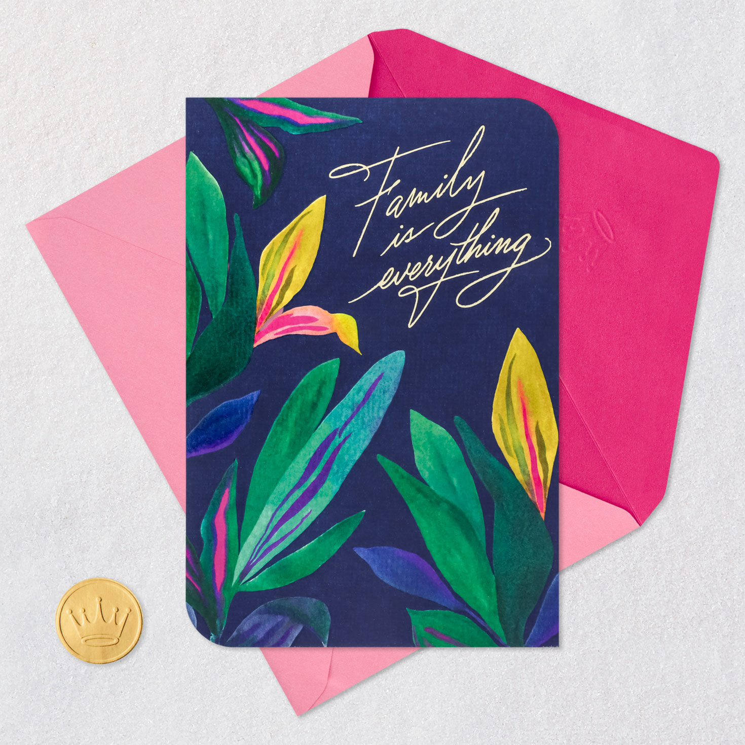 Colorful Leaves Birthday Card for Family Member Card Front with Envelope and Gold Seal image number 5