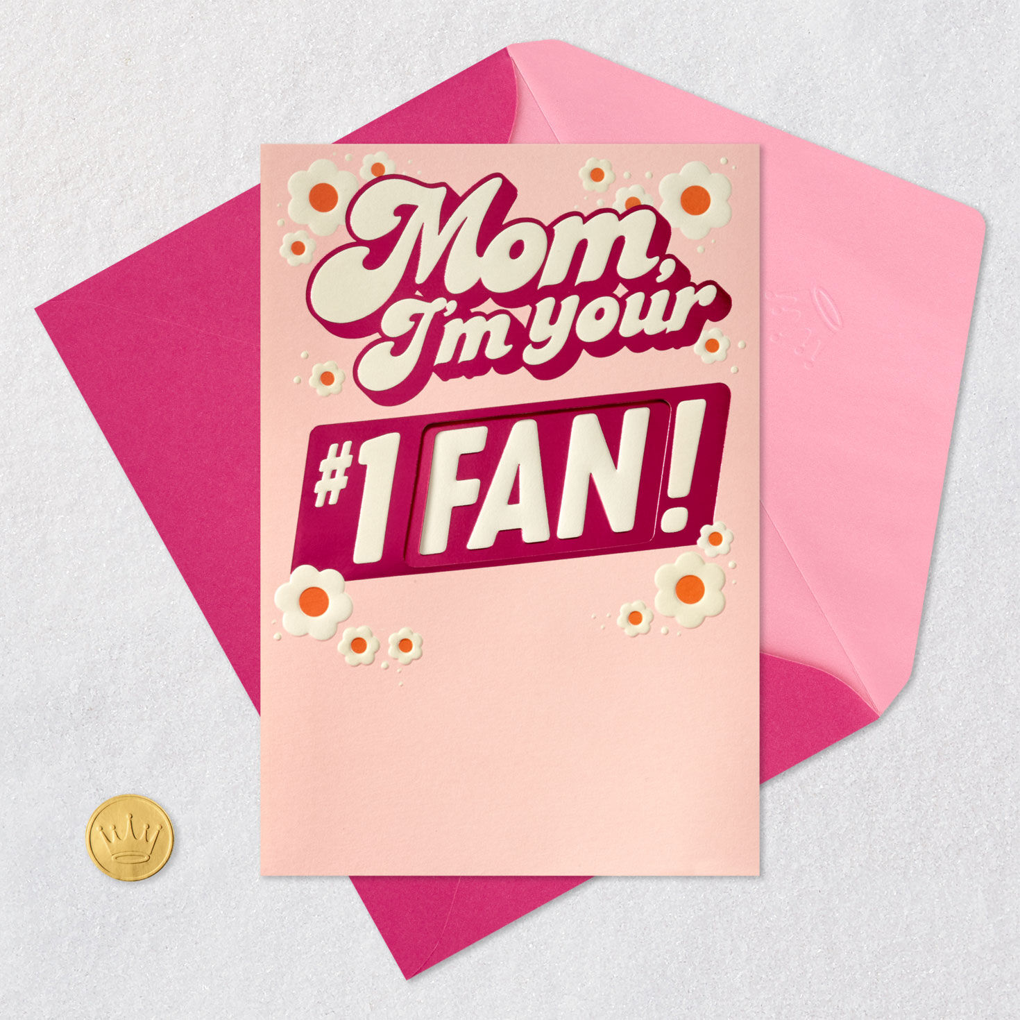 Pink Retro Birthday Card for Mom Card Front with Envelope and Gold Seal image number 5