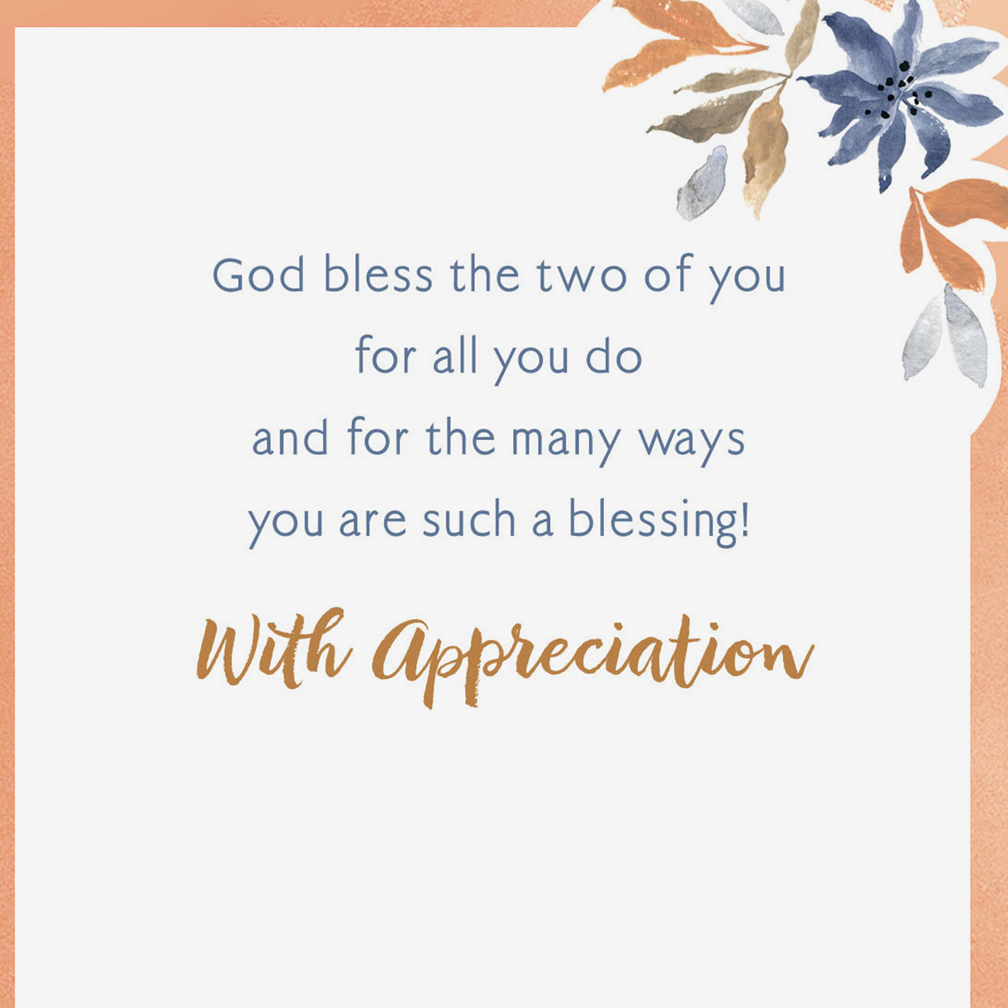Flowers Religious Clergy Thank You Card for Couple sentiment image number 2