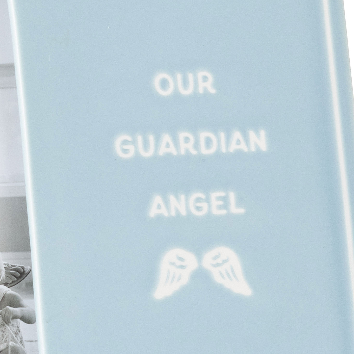 Our Guardian Angel Blue Picture Frame upclose view image number 4