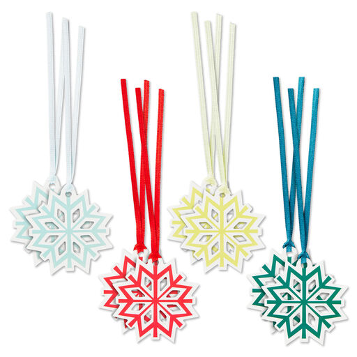 Colorful Snowflakes on White Christmas Gift Tags, Pack of 8, 