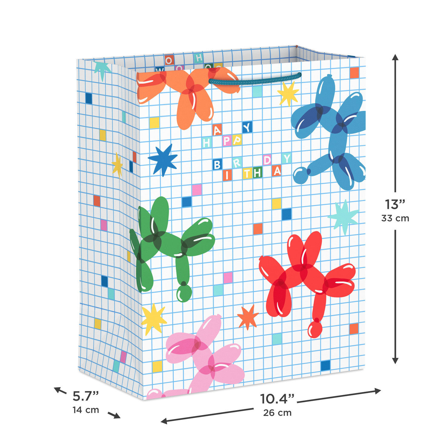 Balloon Animals and Happy Birthday Large Gift Bag measurement image number 3