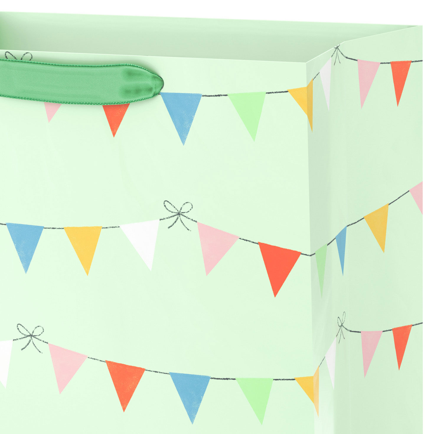 Party Banners on Light Green Large Gift Bag Handle Detail image number 4