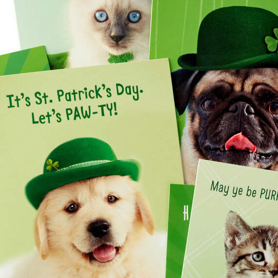 Festive Pets Assorted Blank St. Patrick's Day Note Cards, Pack of 36, , large image number 3