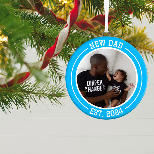 New Dad Personalized Text and Photo Ceramic Ornament, 