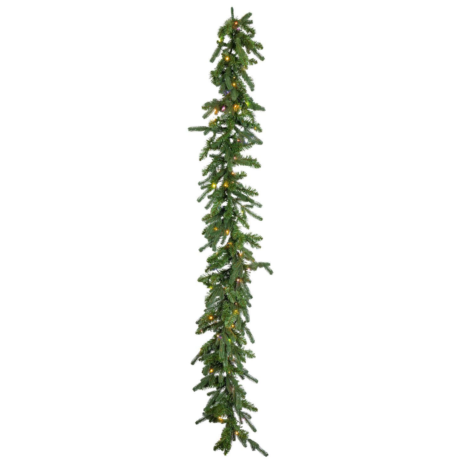 Natural Cut "Hallmark" Fir Garland 9' x 12" 200 LED Lights front white and color lights image number 3