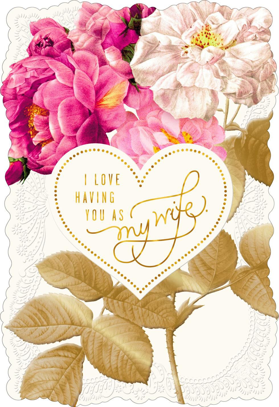 Lace and Flowers Valentine's Day Card for Wife