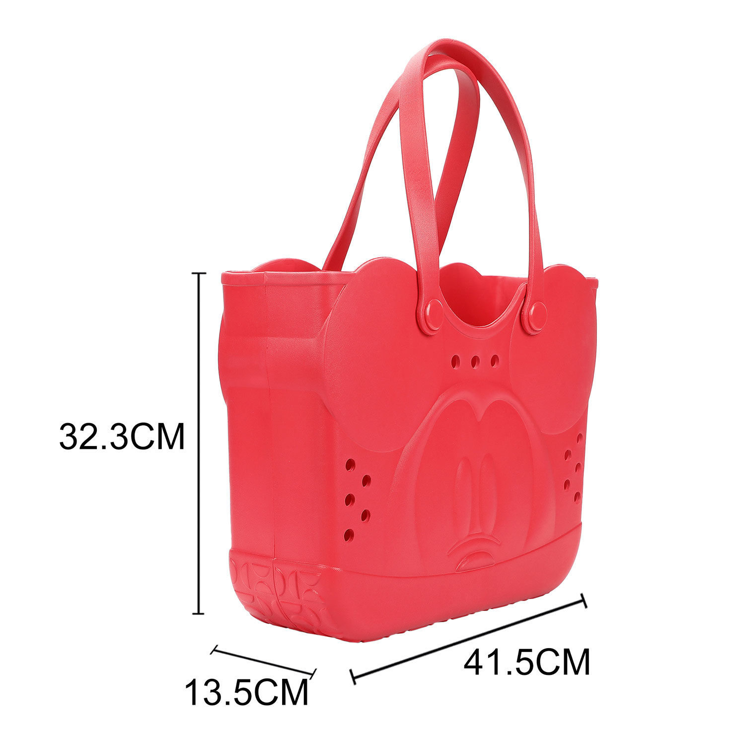 Mickey Mouse Face Red Plastic Tote Bag measurement image number 3