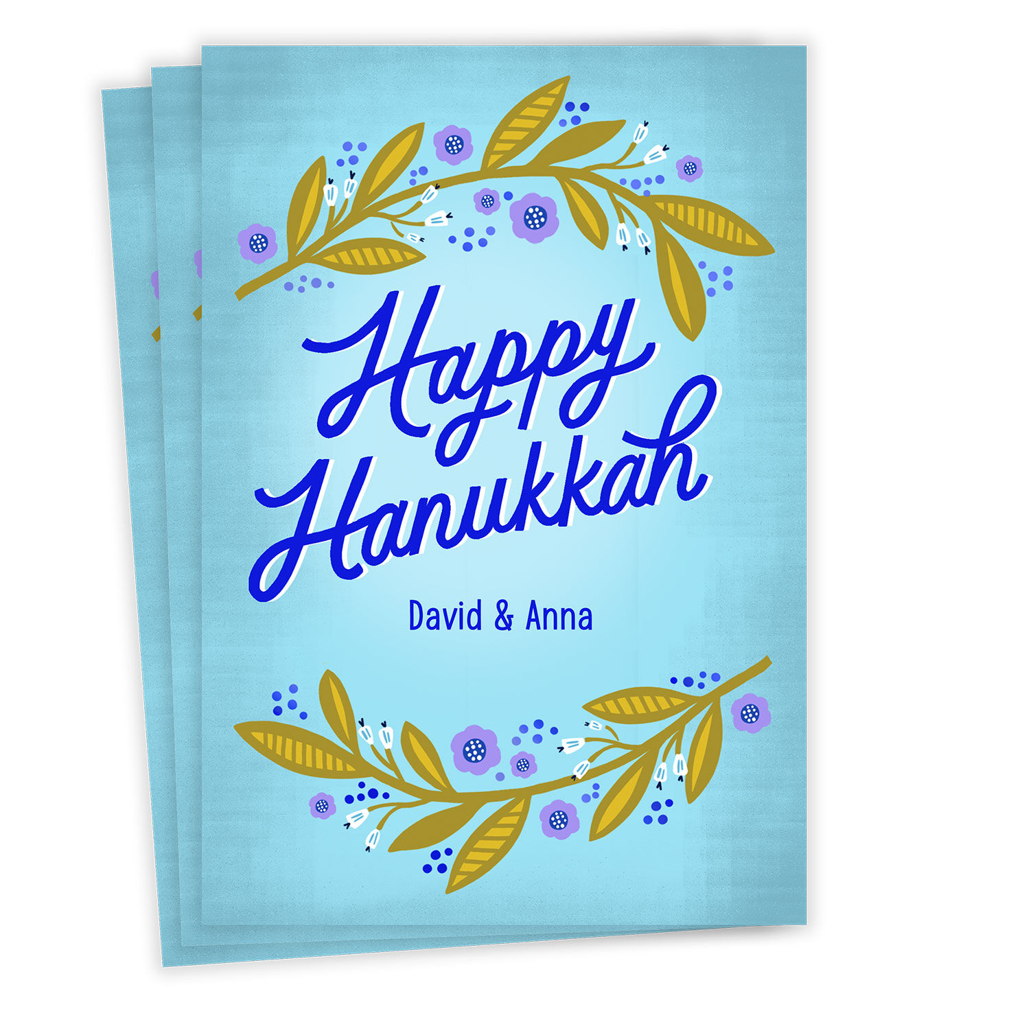 Pretty Floral Flat Hanukkah Photo Card