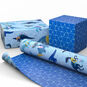 Dinosaurs and Stars Reversible Hanukkah Gift Wrap Wrapped pkg image number 2