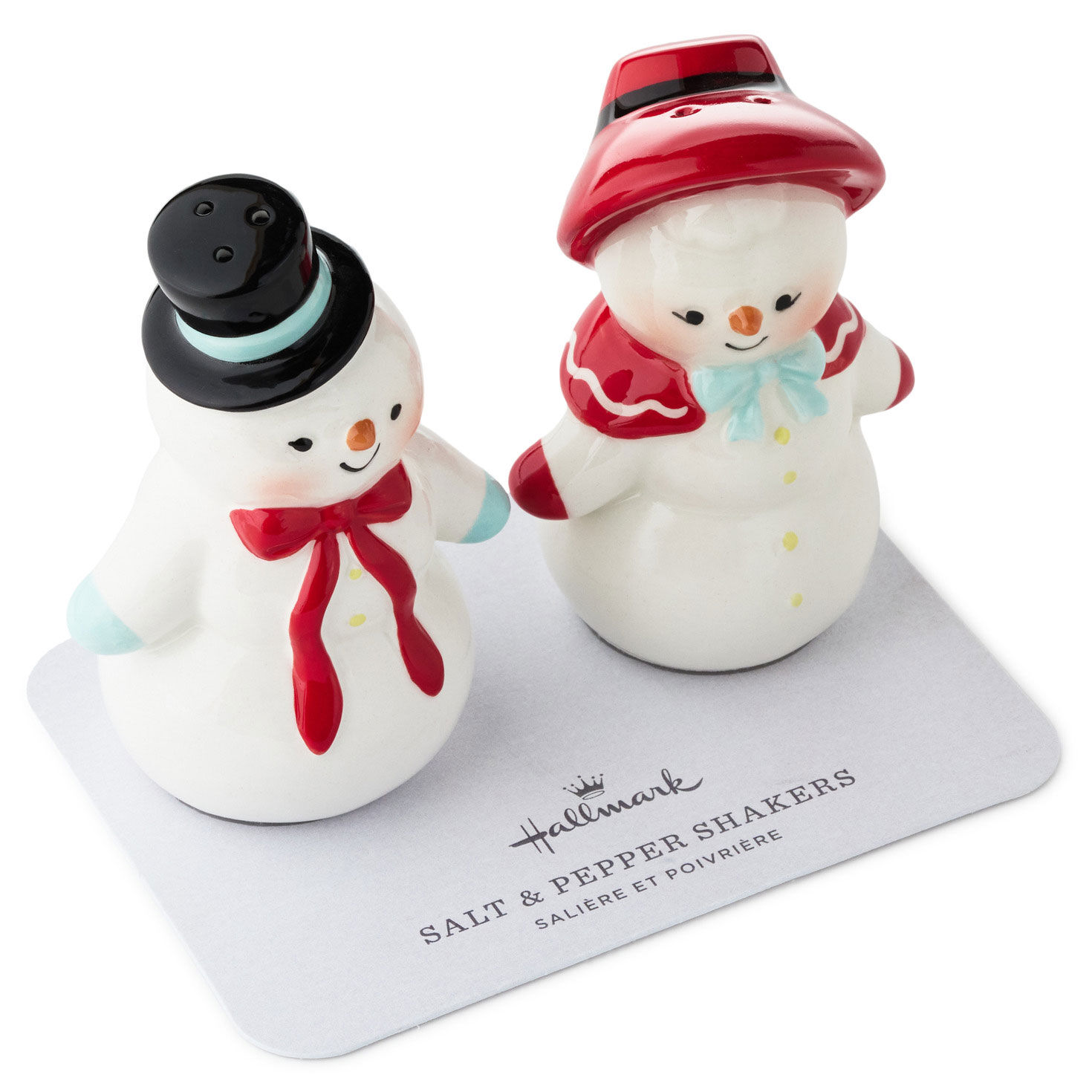 Snowman and Snow Woman Salt and Pepper Shaker Set package front image number 5