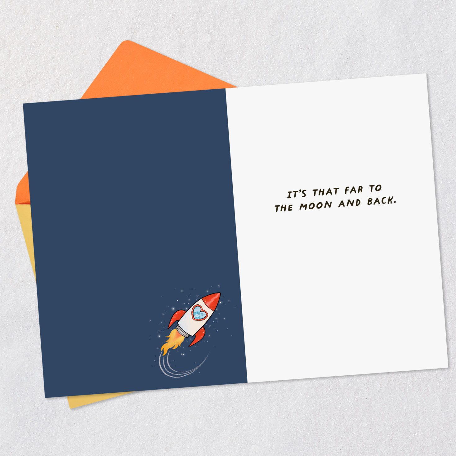 To the Moon and Back Romantic Love Card Open card with envelope image number 3