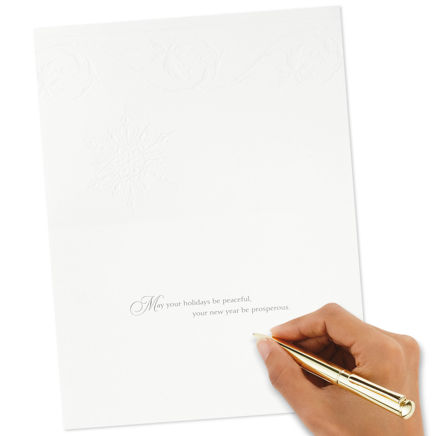 Snowflake Boxed Christmas Cards Bulk Pack signing card image number 6