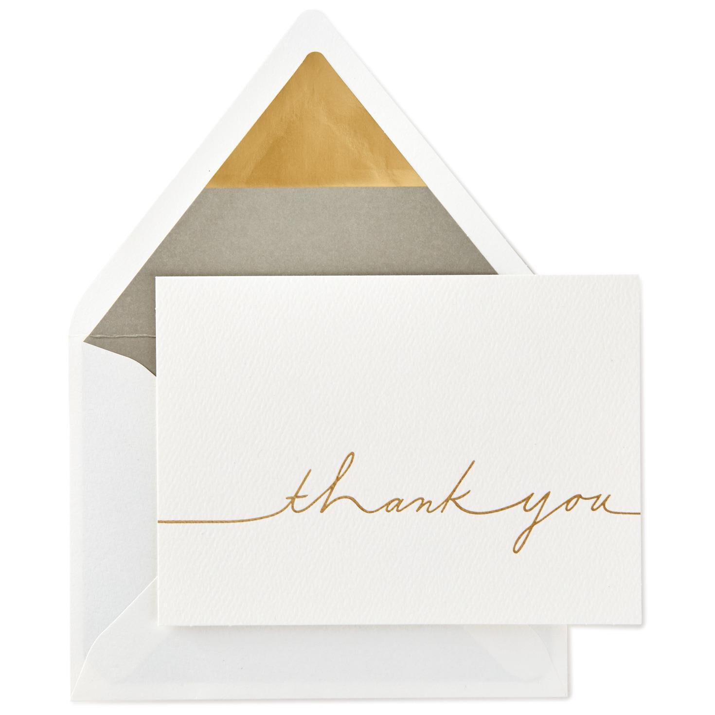 gold cursive blank thank you note cards box of 10 note cards thank you note card