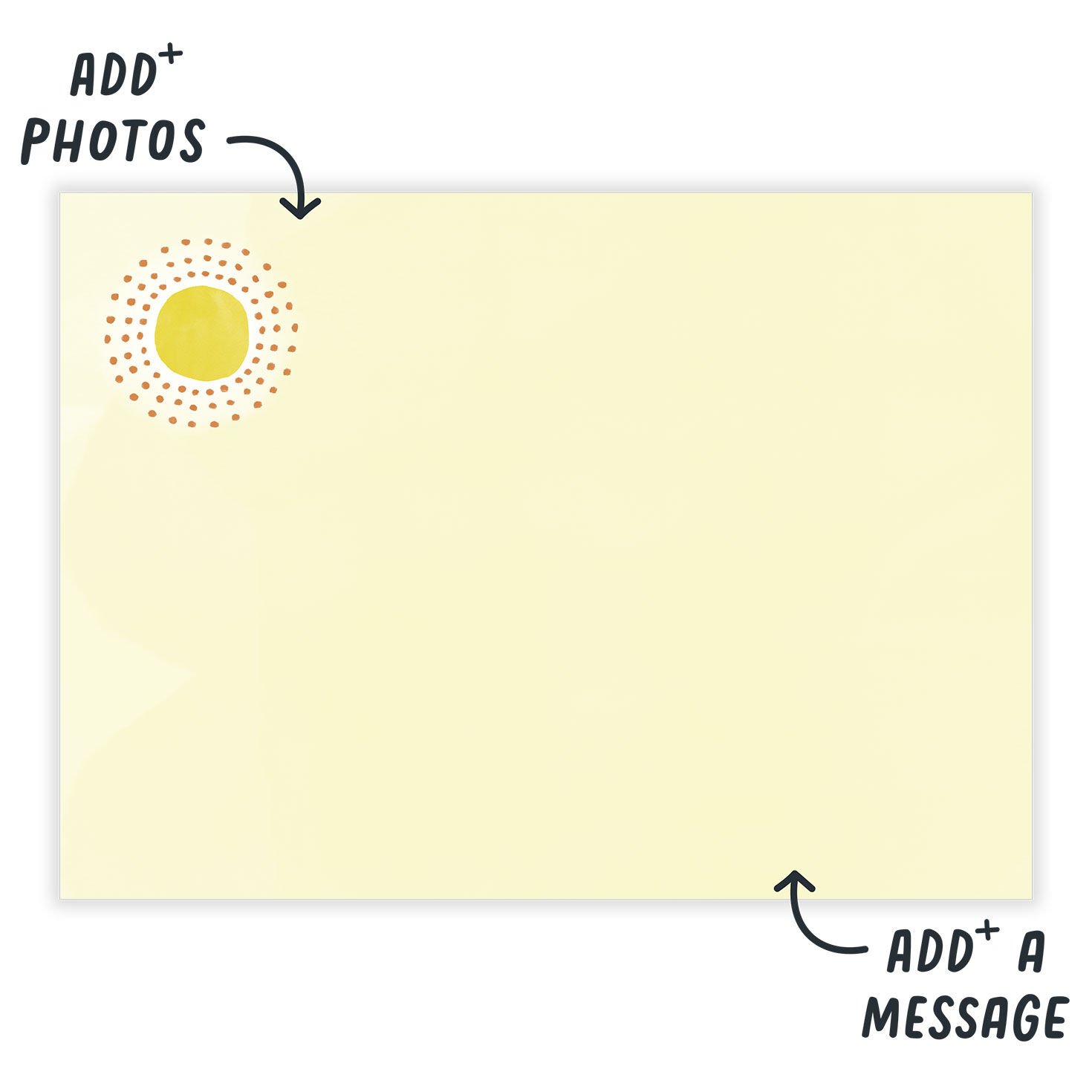 Grid of Orange Yellow Suns Personalized Card Open Card indicating personalization image number 3