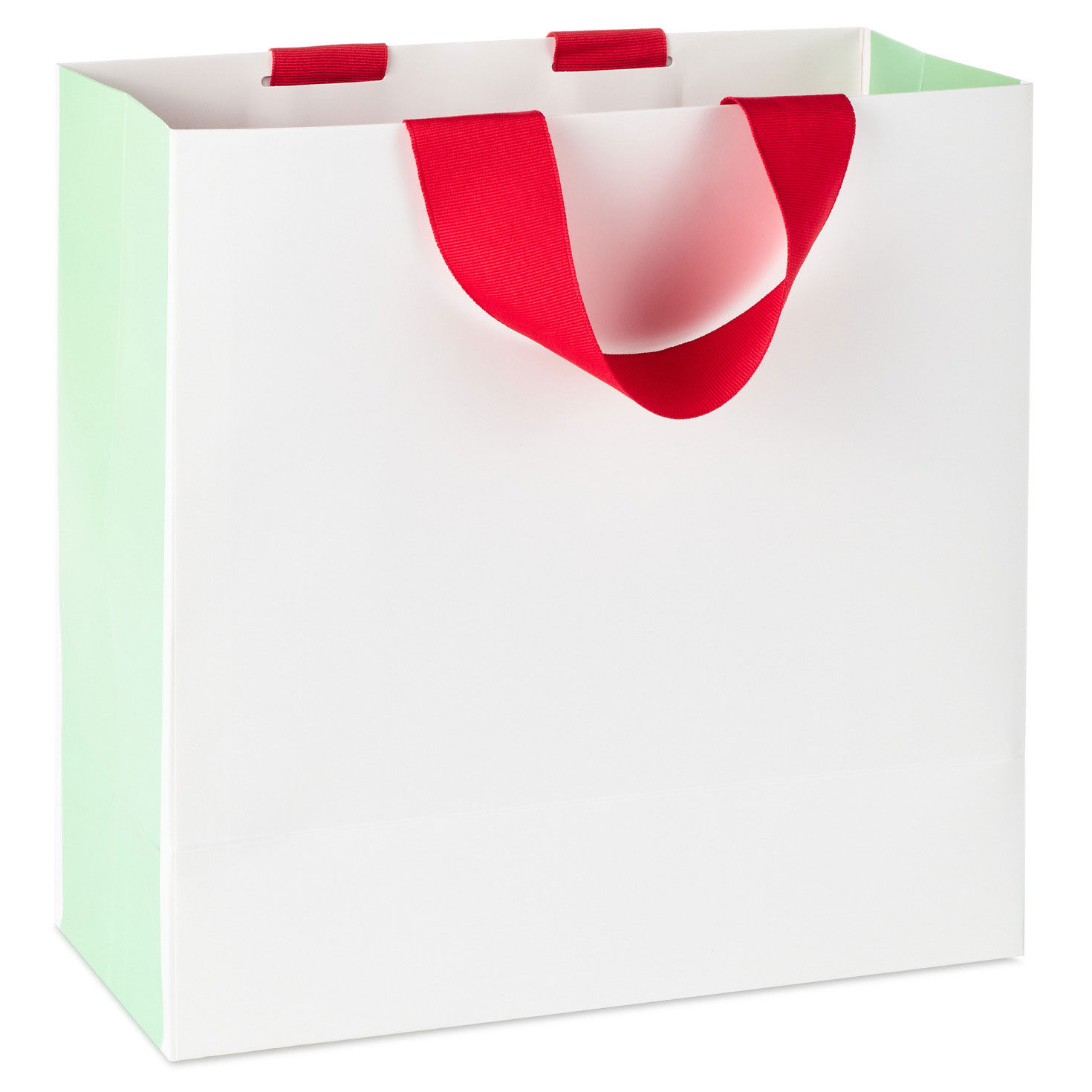 Green and Red Trees on White Square Holiday Gift Bag back image number 6