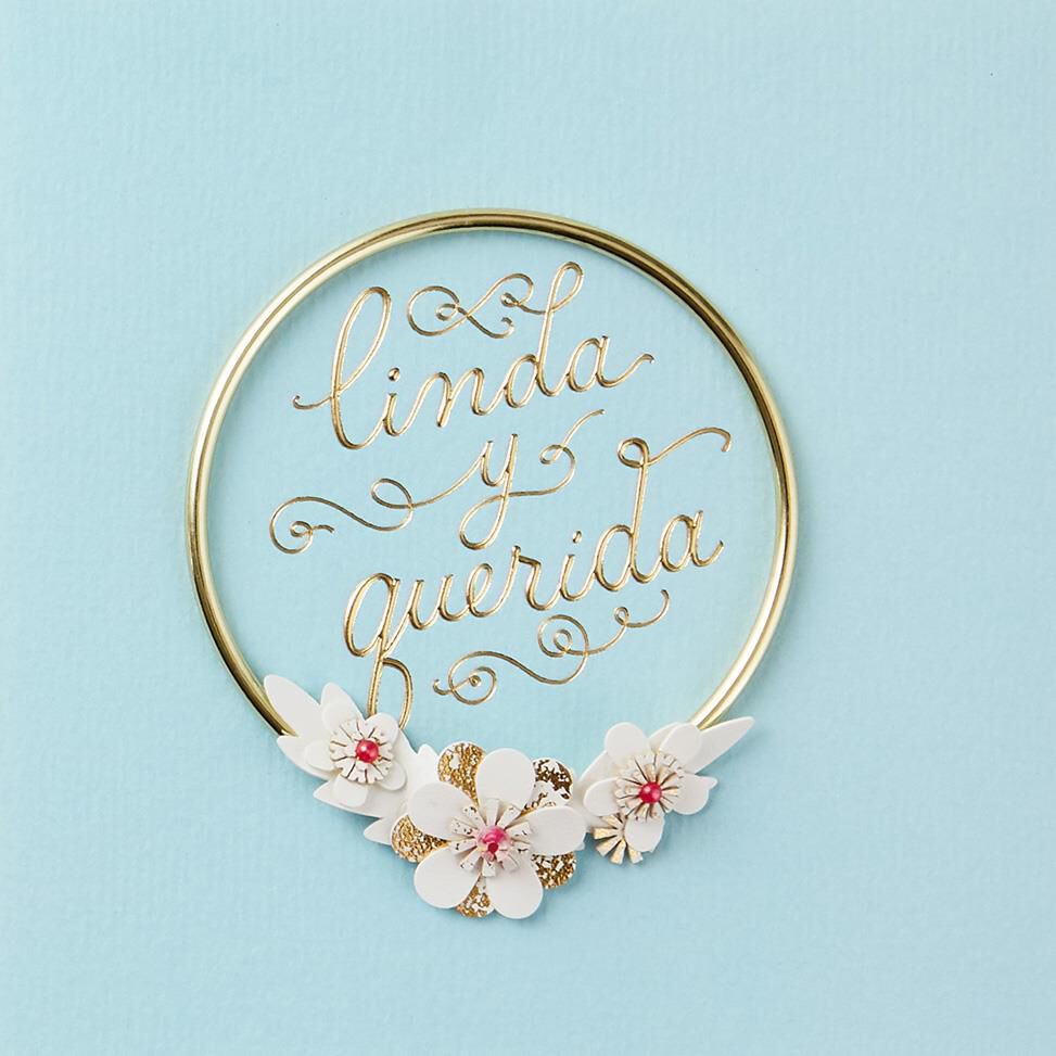 Linda Y Querida Spanish Language Flower Bracelet Birthday Card