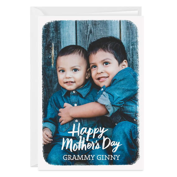 Personalized White Frame Happy Mother's Day Photo Card