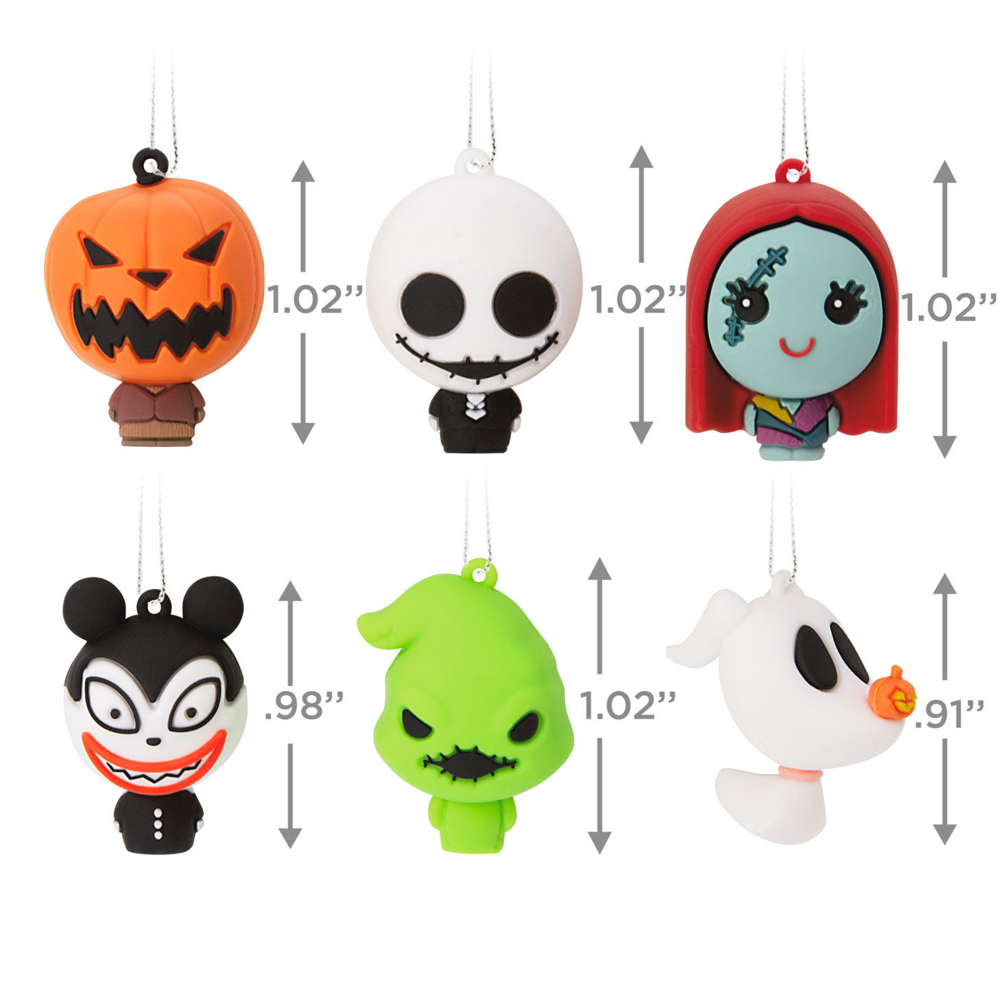 6 Nightmare Before Christmas Mini Ornaments measurement image number 3