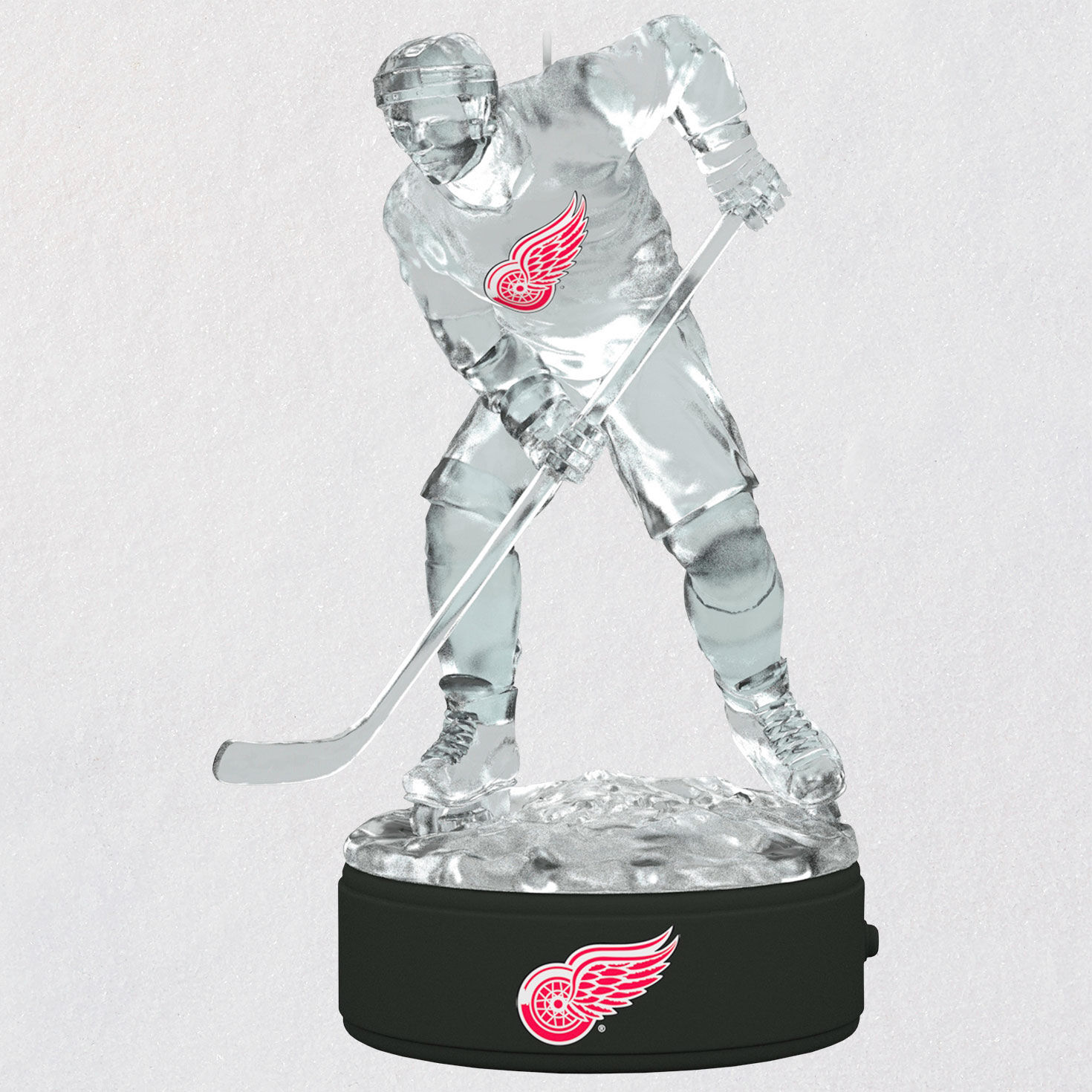 Detroit Red Wings Glass Snowman Ornament NWOT 