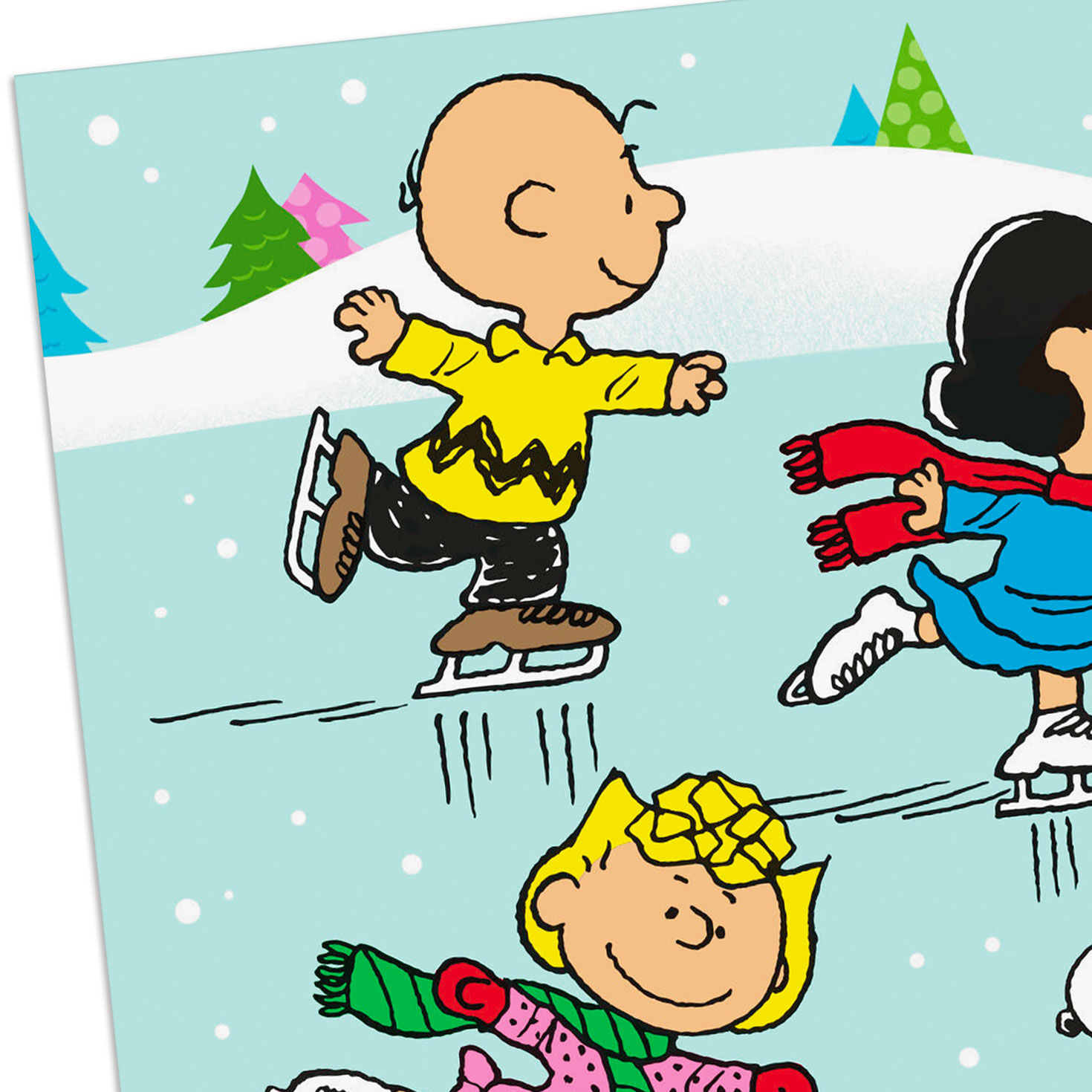 Peanuts Gang Ice Skating Christmas Card Pack Cover Detail image number 4