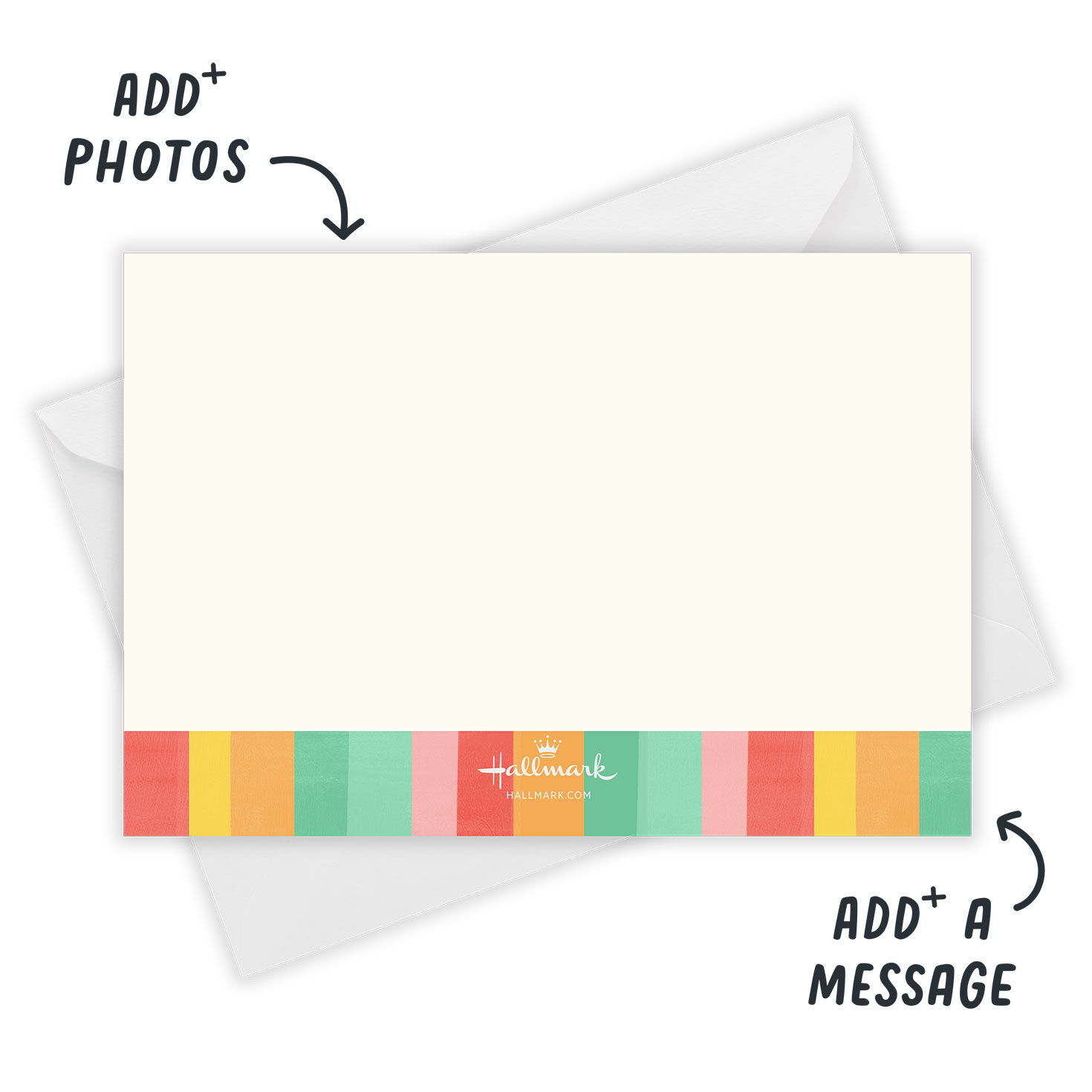 Rainbow on Cloud Personalized Baby Announcement Card Back indicating personalization image number 3