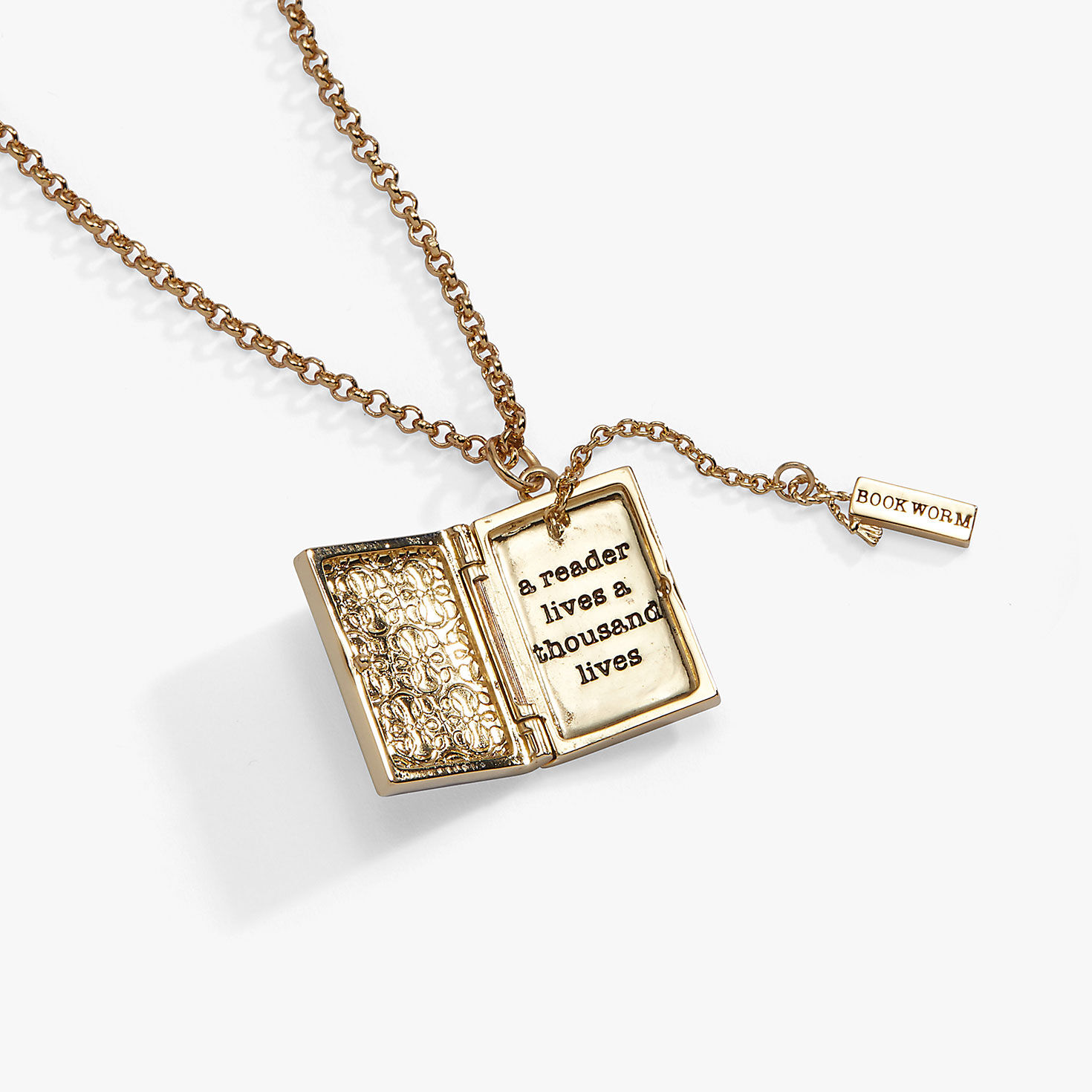 Alex And Ani 'A Reader Lives A Thousand Lives' Book Club Locket Pendant closeup view image number 2