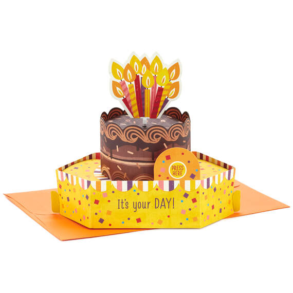 Chocolate Cake Musical 3D Pop-Up Birthday Card With Motion, , large image number 1