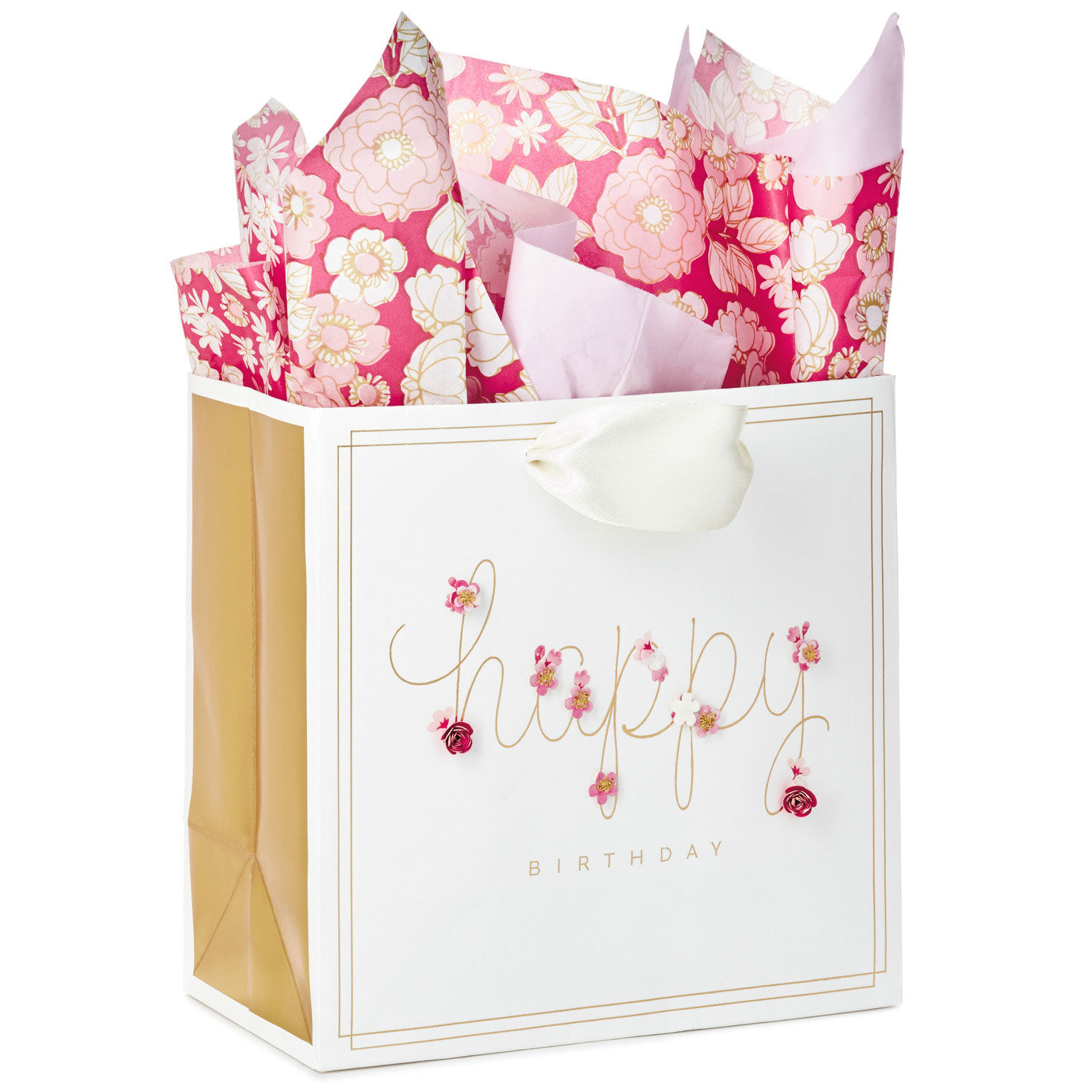 Happy Birthday Medium Square Gift Bag With Tissue Paper, 7.75" H