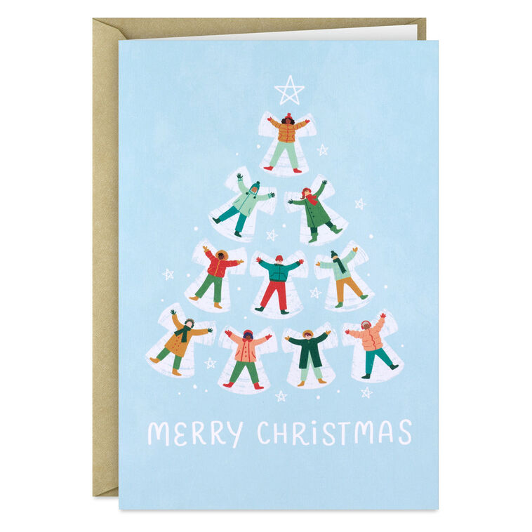 Snow Angel Tree Boxed Christmas Cards Pack Card Front with envelope image number 2