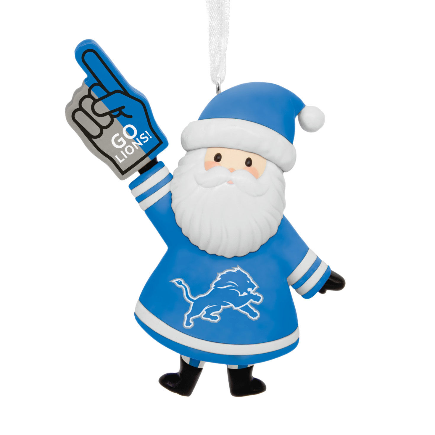 Detroit Lions Santa Fan Christmas Ornament front image number 1