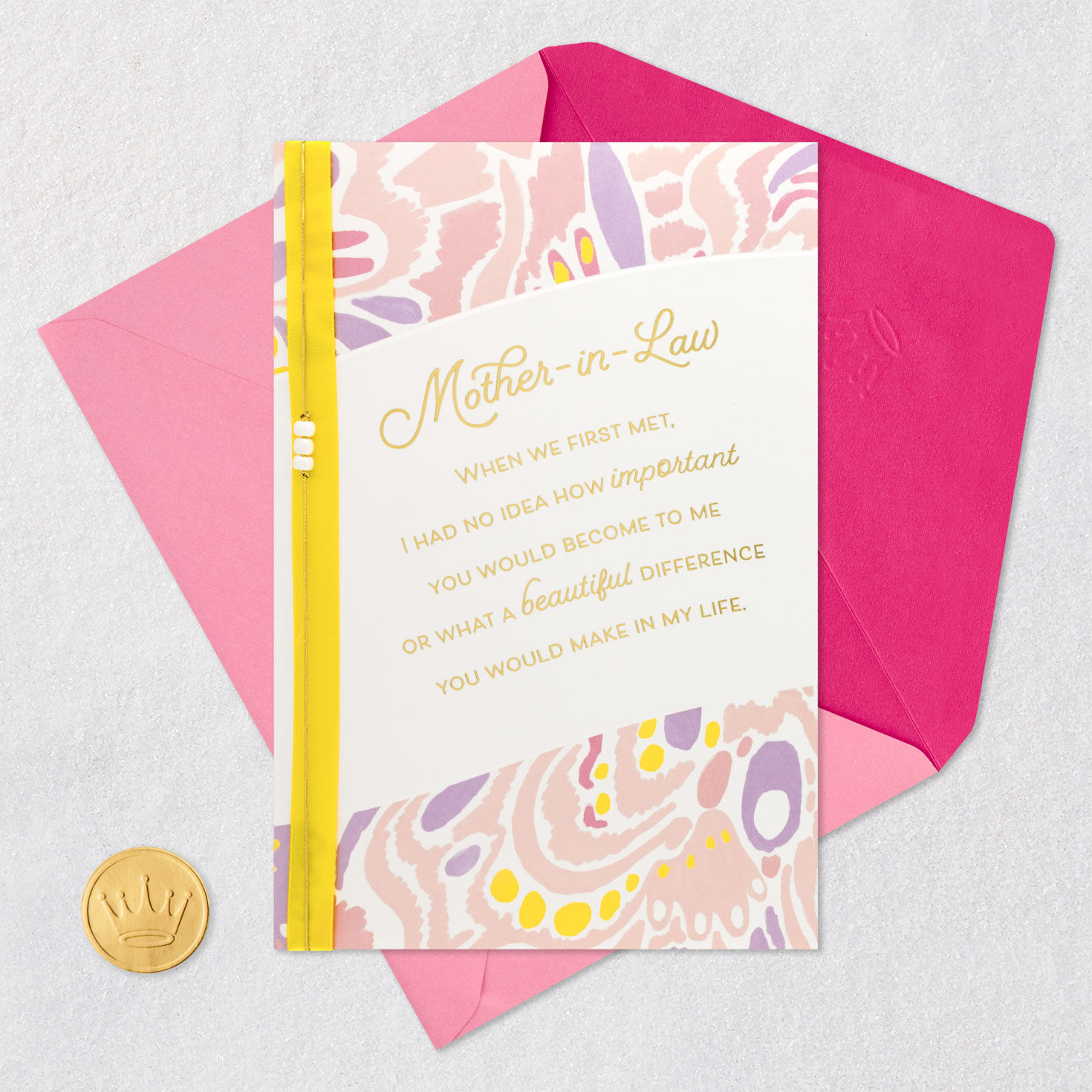 Butterfly Wing Pattern Mother-in-Law Mother's Day Card Card Front with Envelope and Gold Seal image number 6