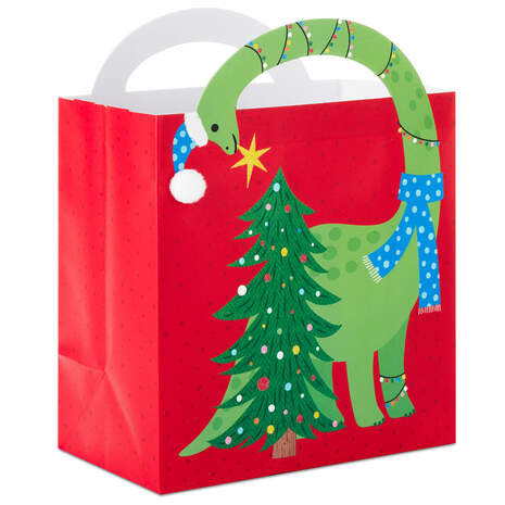 9.6" Decorating Dinosaur Christmas Gift Bag, , large
