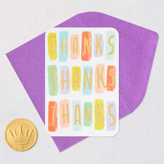 3.25" Mini Gold Letters on Color Blocks Blank Thank-You Card, , large image number 5