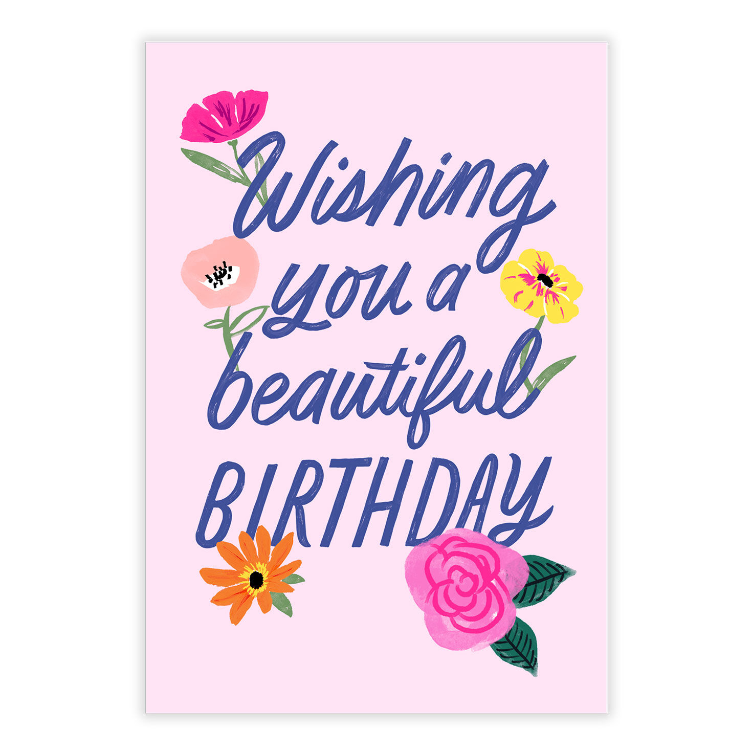 Flower Blossom Drawings Personalized Birthday Card front image number 2
