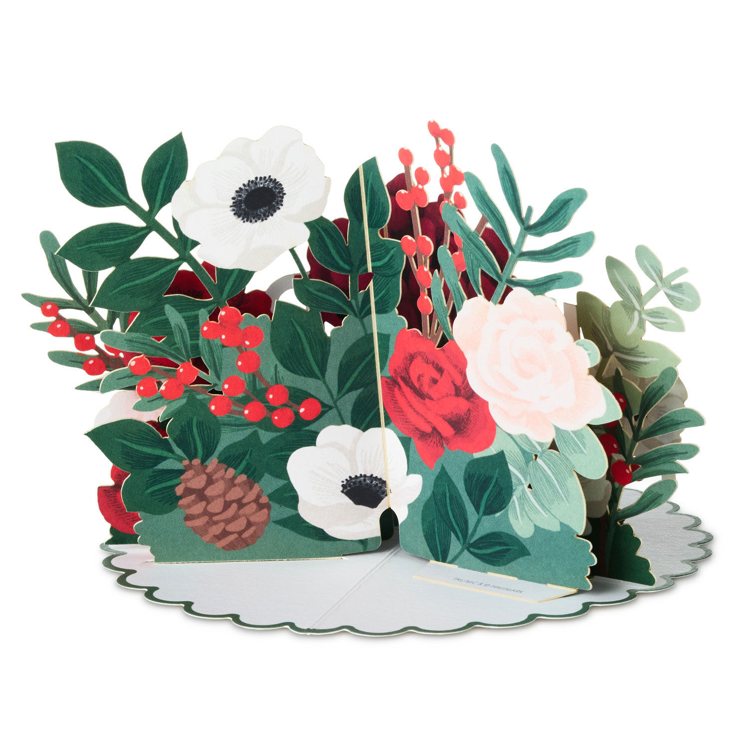 Red and Green Floral Holiday Gift Wrap Accessory back image number 3