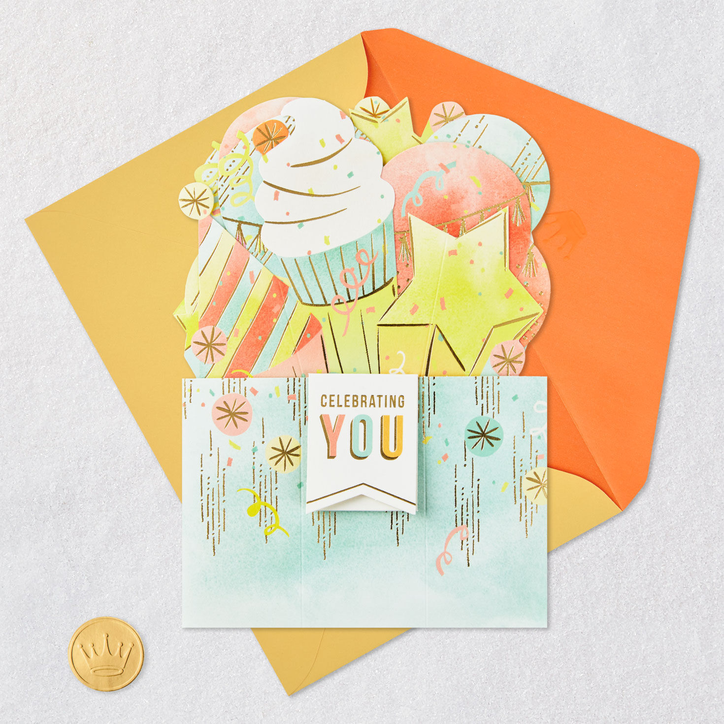 Celebrating You Cupcake, Stars and Balloons 3D Pop-Up Birthday Card for only USD 7.99 | Hallmark