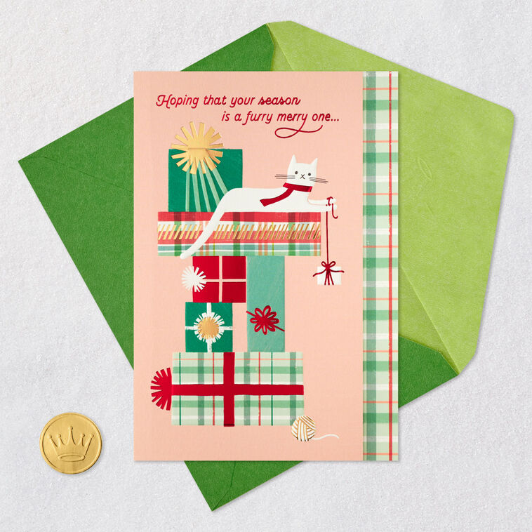 Furry Wishes Christmas Card From Cat, , large image number 5