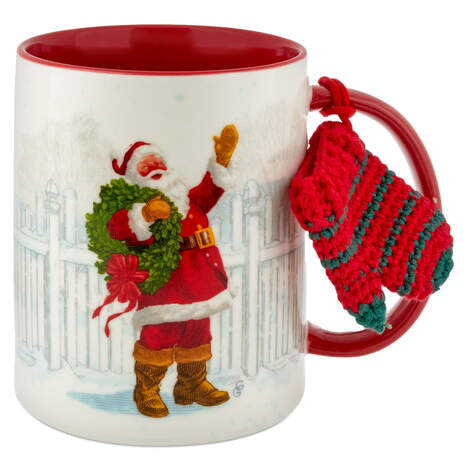 Santa Mug With Knitted Mitten, 16 oz., , large