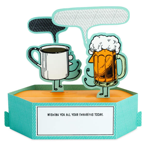 Beer vs. Coffee Funny 3D Pop-Up Birthday Card, , large image number 2