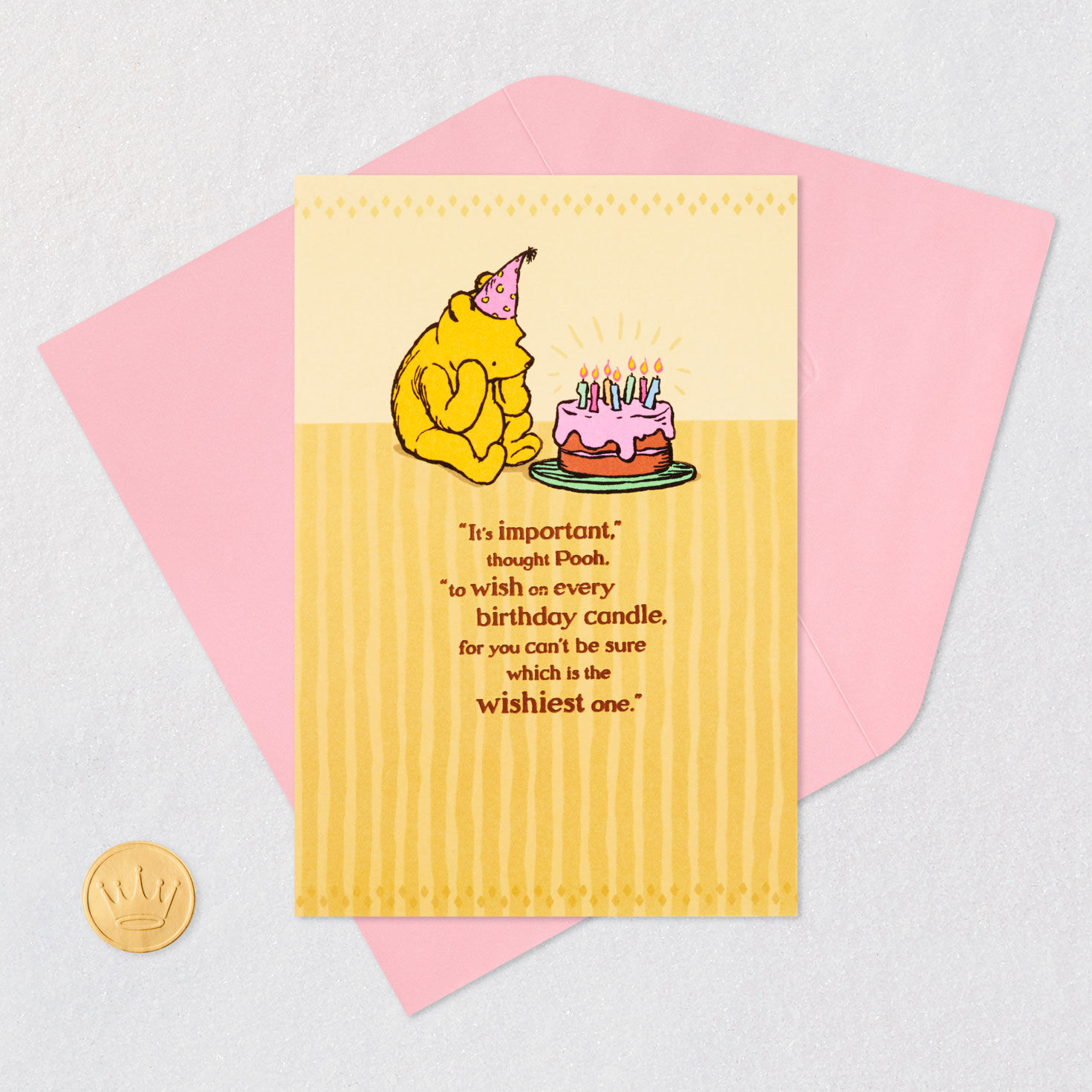 Winnie the Pooh and Cake Birthday Card Card Front with Envelope and Gold Seal image number 5