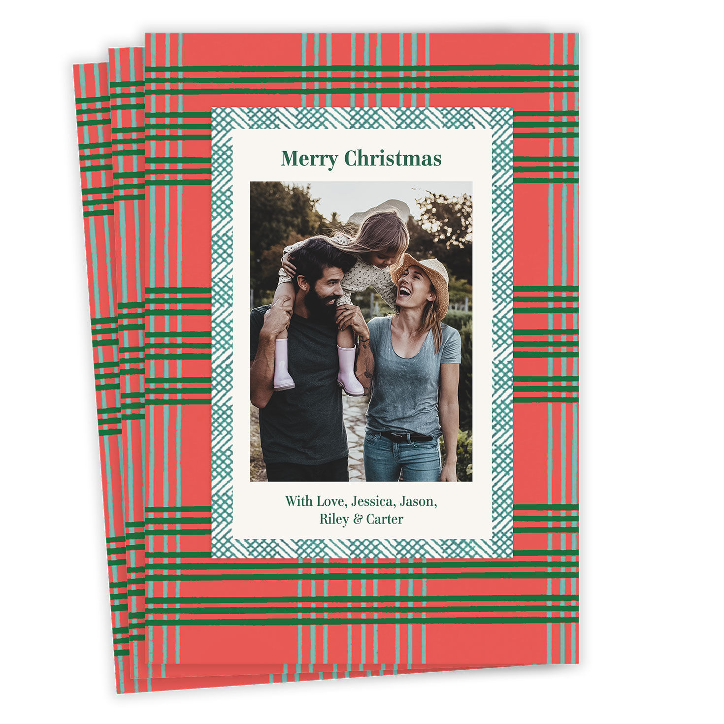 Jolly Plaid Flat Christmas Photo Card