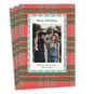 Red Green Blue Plaid Personalized Christmas Photo Card front fanned image number 1