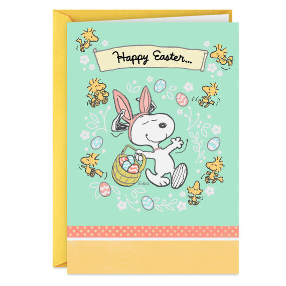 Peanuts® Snoopy Easter Bunny and Woodstock Easter Card for All, , large image number 1