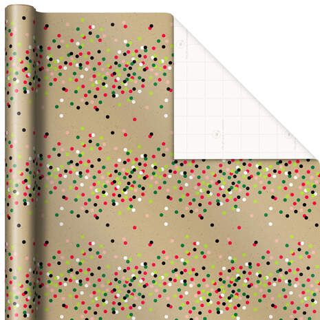 Confetti Dots on Tan Holiday Wrapping Paper, 45 sq. ft., , large