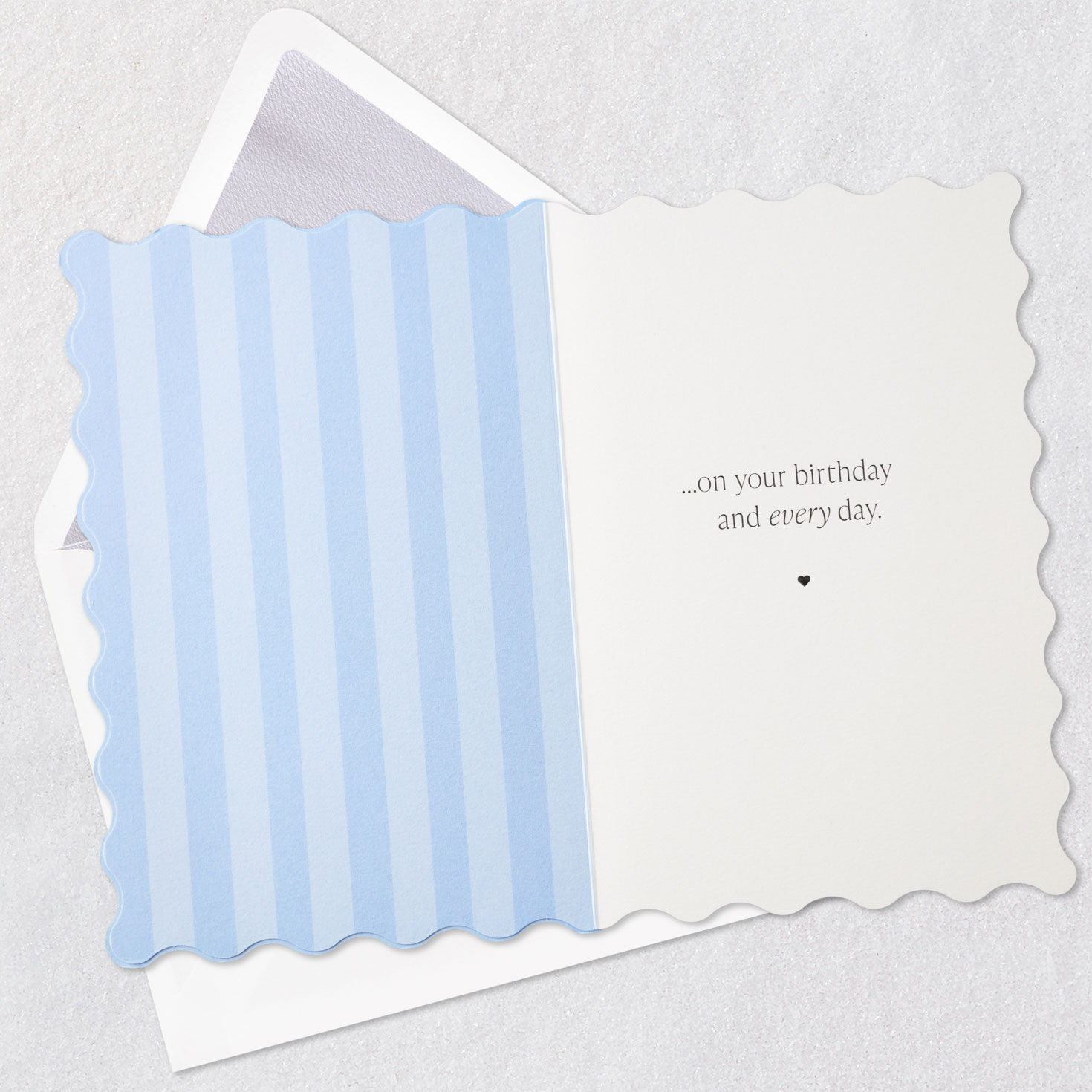 Light Blue Stripes Birthday Card Open card with envelope image number 3