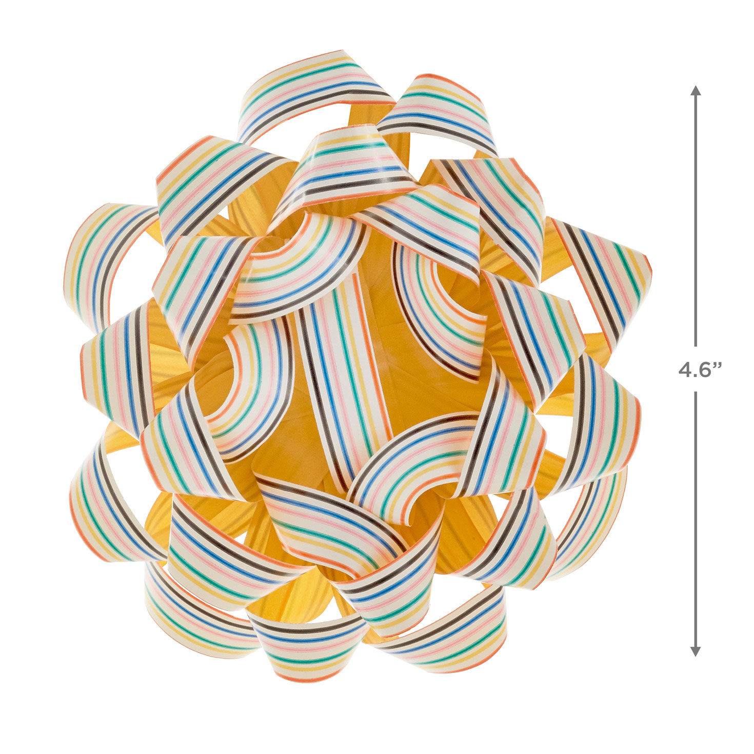 4.6" Colorful Stripes on White Recyclable Gift Bow, Colorful Stripes, large image number 2